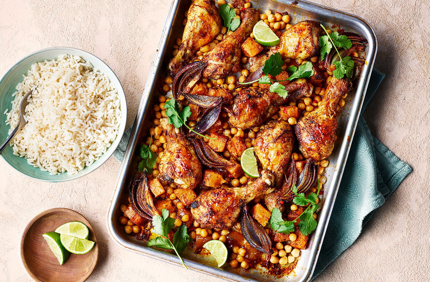 Chicken and mango chutney traybake recipe