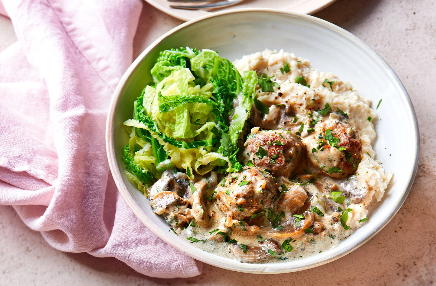 Creamy meatballs with butter bean mash recipe