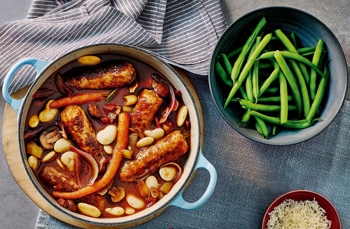 Slow-cooker sausage and butter bean casserole recipe