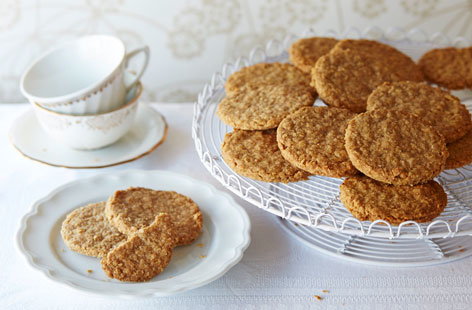 These gluten-free oat biscuits are deliciously crunchy and will keep well in an airtight container for two weeks