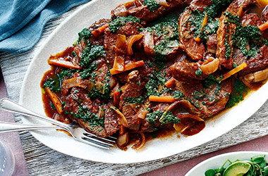 Slow-cooked brisket with green salsa
