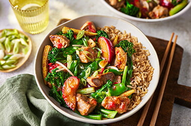 Chinese plum pork stir-fry