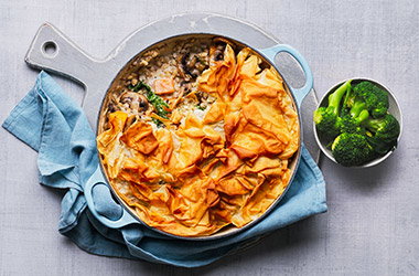 Mushroom, squash and barley pie