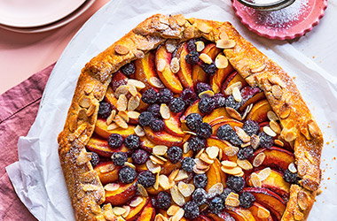 Nectarine, blueberry and almond galette