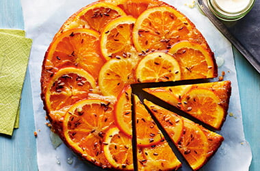 Orange and fennel upside-down cake