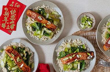 Hoisin salmon with rice