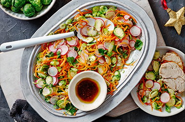 Asian-inspired sprout, radish and carrot slaw