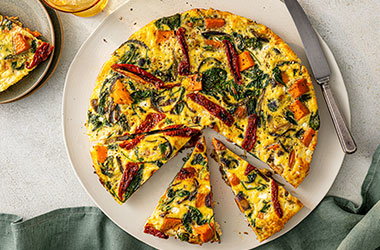 Spinach and sweet potato cottage cheese frittata bites