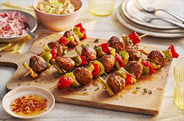 Air-fryer meatball kebabs