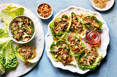 Thai-style mushroom lettuce cups
