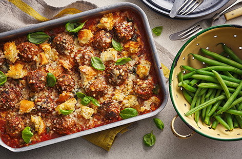 This midweek winner has all the makings of a classic Italian dish - homemade meatballs, tangy tomato sauce and a crispy cheese topping