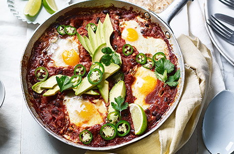 Transform storecupboard staples into this easy Mexican-inspired breakfast recipe with the help of chipotle paste and tortillas.