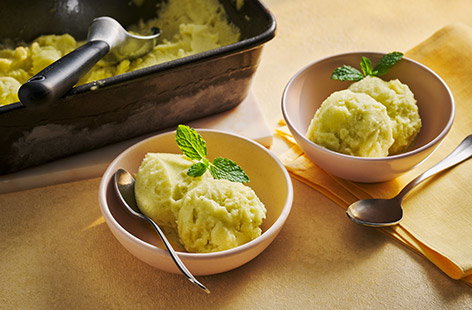 Refreshing, fruity and tropical, this pineapple and mint sorbet makes a lovely summer dessert. Using frozen pineapple and requiring little cooking skills, anyone can have a go, yet the result is seriously impressive!