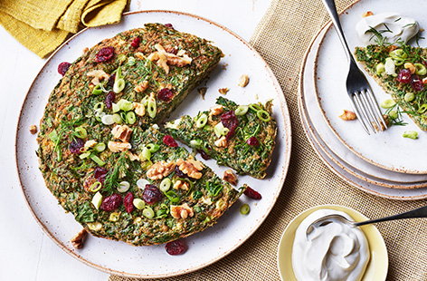 This bright and colourful Iranian-inspired omelette is made with fresh herbs and fragrant spices