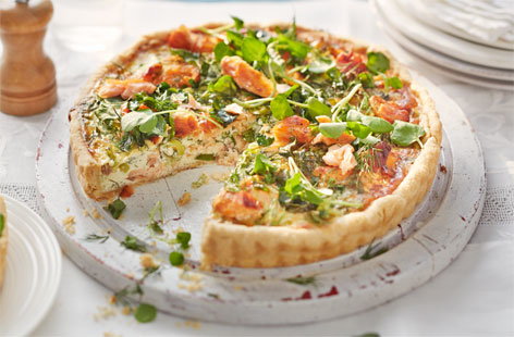 Nothing says summer like salmon, and this zesty smoked salmon and spring onion tart, with dill, watercress and cream, sure packs a flavoursome punch.