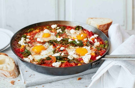 The perfect recipe to use up storecupboard staples like tinned chickpeas and tomatoes, this baked egg recipe is simple to make and can be prepared in under an hour