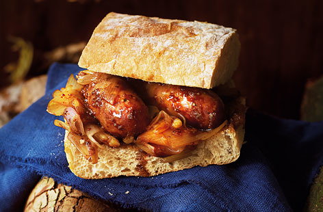 Cider-glazed hot dogs