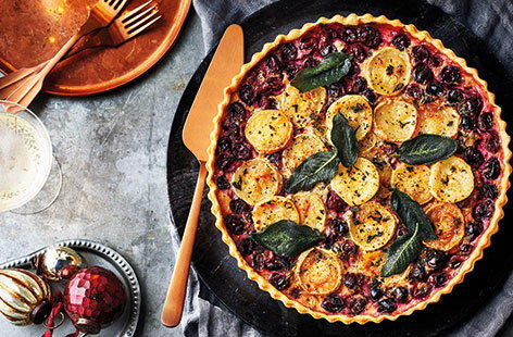 This cranberry and goat's cheese tart recipe is the perfect party food to feed a crowd