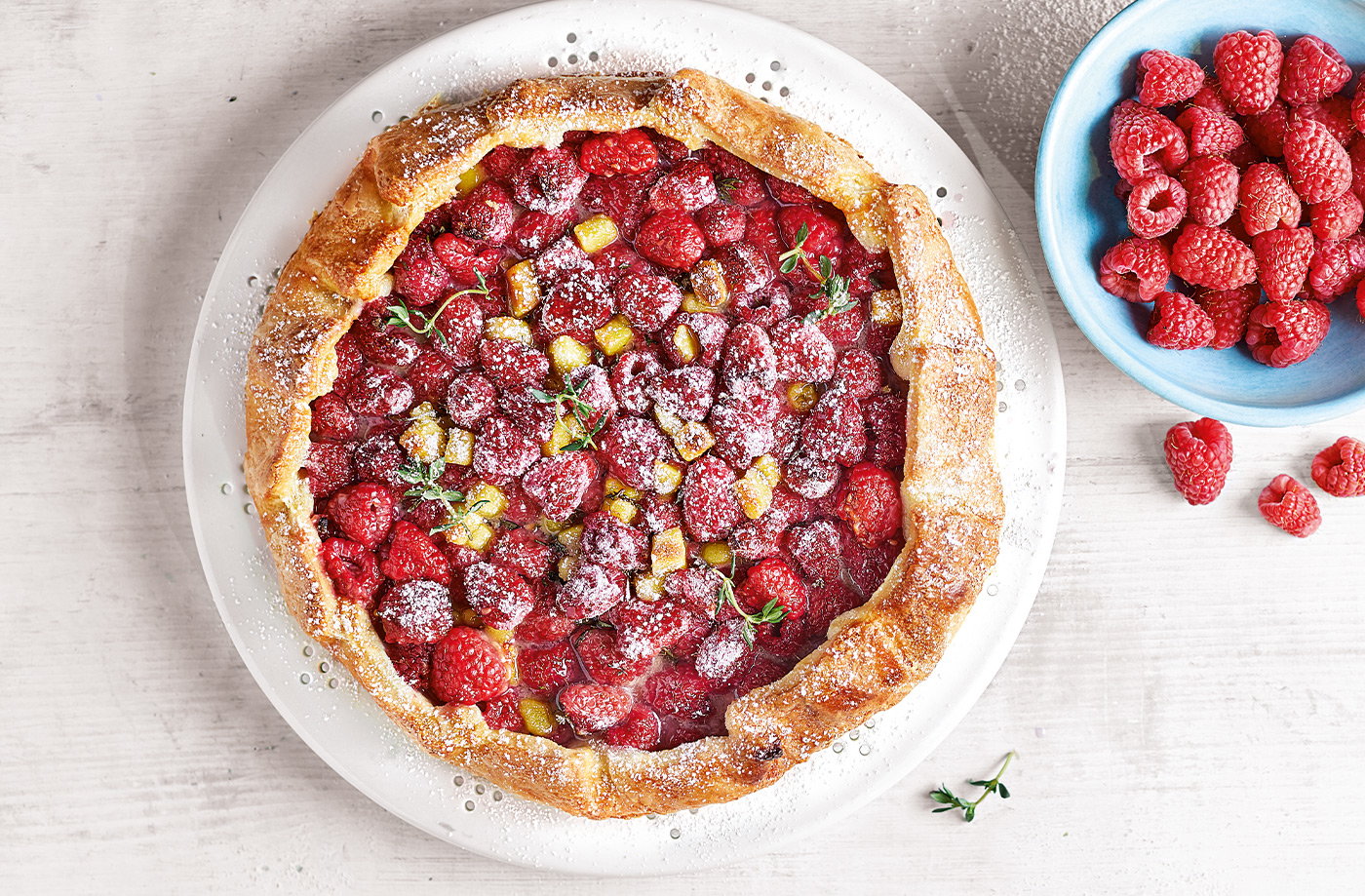 Raspberry and marzipan galette