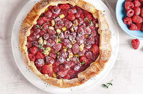 Raspberry and marzipan galette