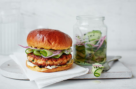 This delicious fish dish uses Asian-spices to create a flavoursome burger, made with fresh salmon fillets, zesty lime and fiery red chilli.