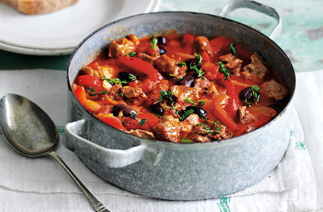 Bring a taste of the Mediterranean home with this hearty lamb stew. Cooking with orange peel adds a slightly sweet touch, a great counterbalance with the black olives and red pepper. Serve with crusty bread to mop up any of the remaining sauce.